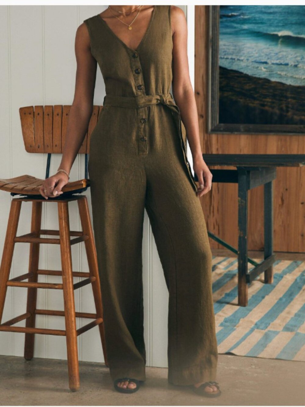 NWT Faherty Linen Jumpsuit